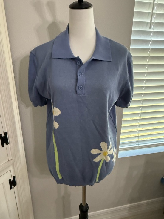 OXKnit Other - OXKNIT floral knit polo shirt